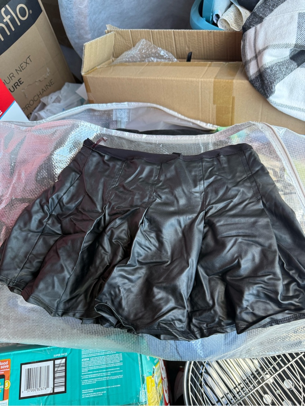 Windsor Black Faux Leather Circle Skirt